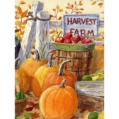 Autumn Harvest In The Pumpkin Patch - Full Round Drill Diamond Painting 30*40CM