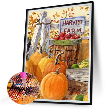 Autumn Harvest In The Pumpkin Patch - Full Round Drill Diamond Painting 30*40CM