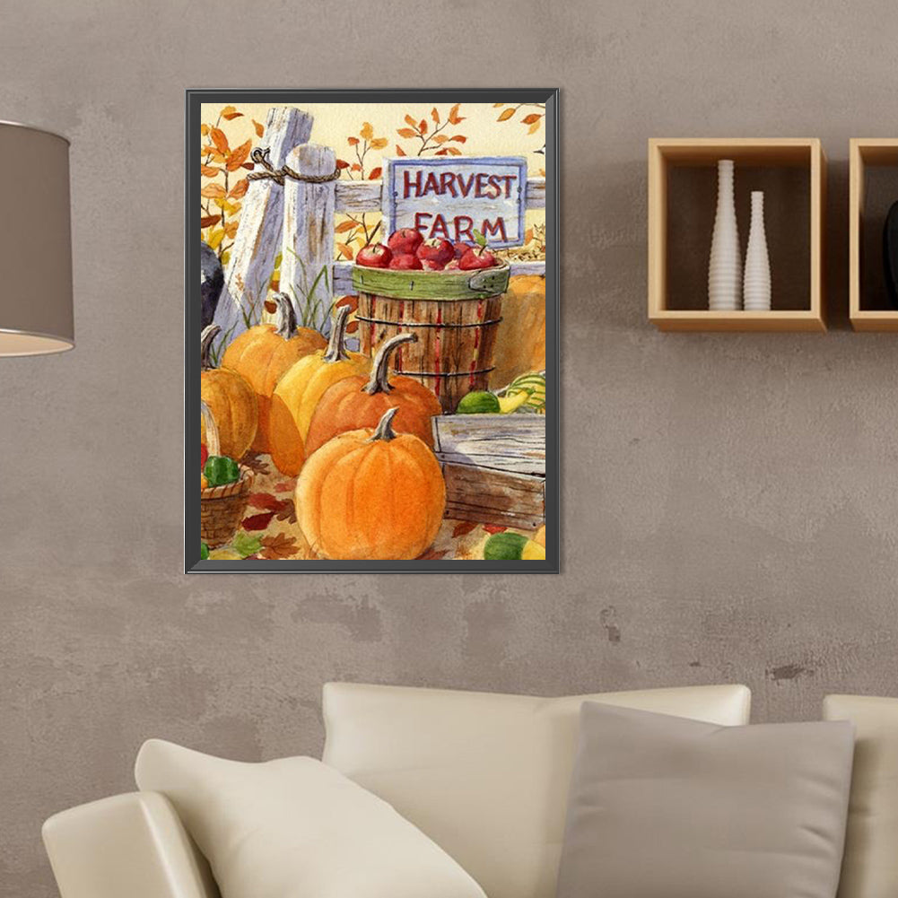 Autumn Harvest In The Pumpkin Patch - Full Round Drill Diamond Painting 30*40CM