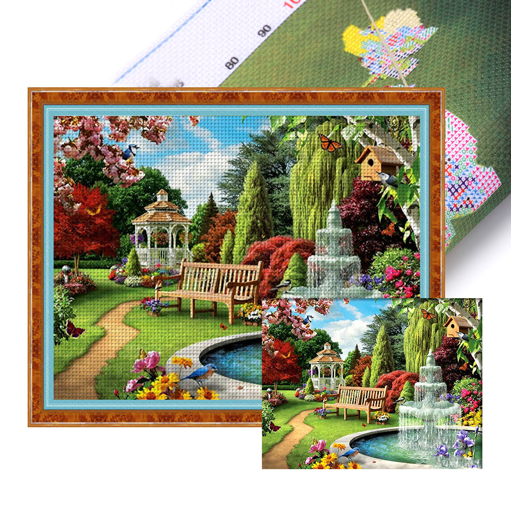 Garden Courtyard - 11CT Stamped Cross Stitch 50*40CM