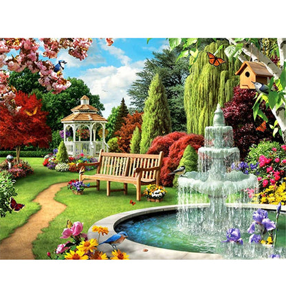 Garden Courtyard - 11CT Stamped Cross Stitch 50*40CM