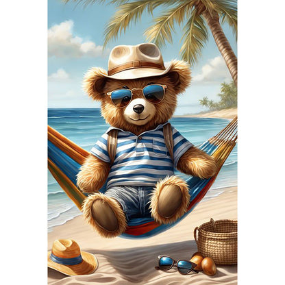 Little Bear Sitting On The Swing - Full Round Drill Diamond Painting 40*60CM