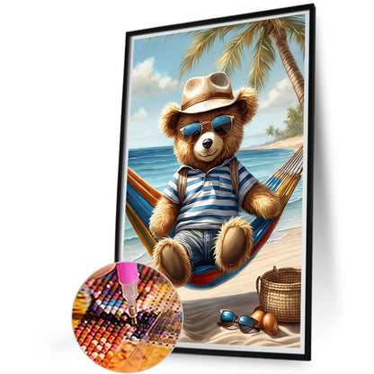 Little Bear Sitting On The Swing - Full Round Drill Diamond Painting 40*60CM