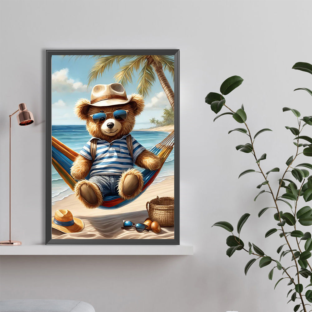 Little Bear Sitting On The Swing - Full Round Drill Diamond Painting 40*60CM