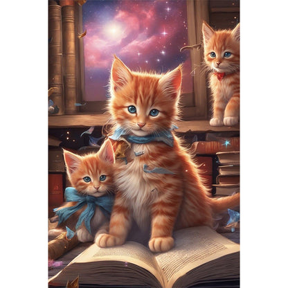 Cat Reading Book - Full Round Drill Diamond Painting 40*60CM