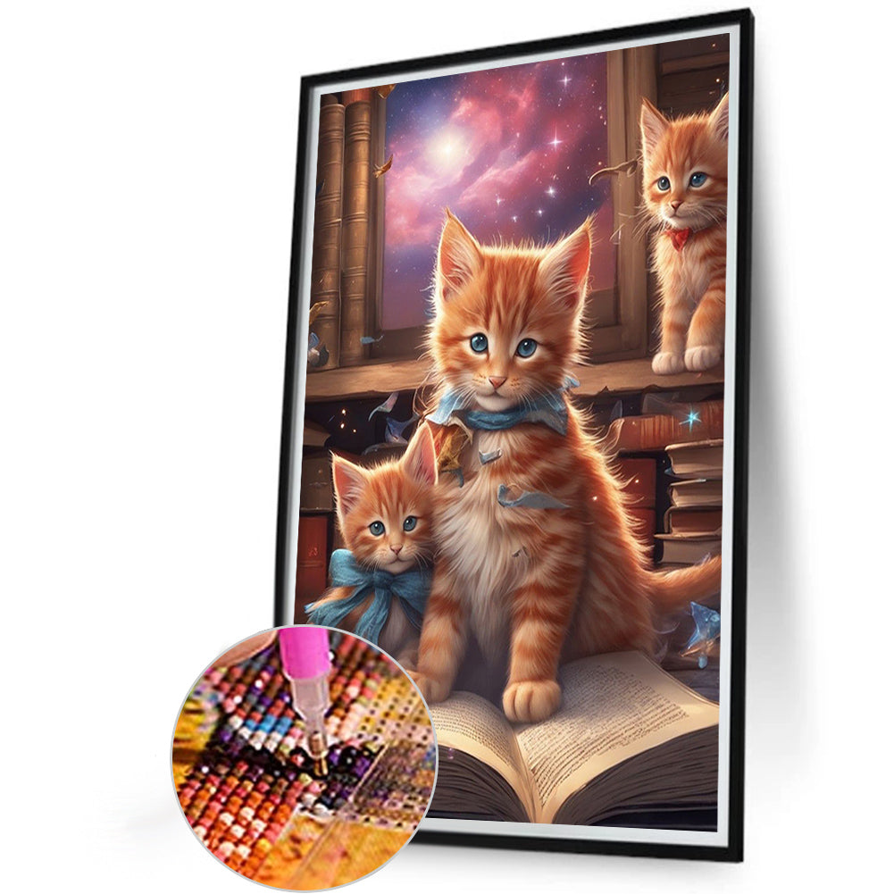 Cat Reading Book - Full Round Drill Diamond Painting 40*60CM