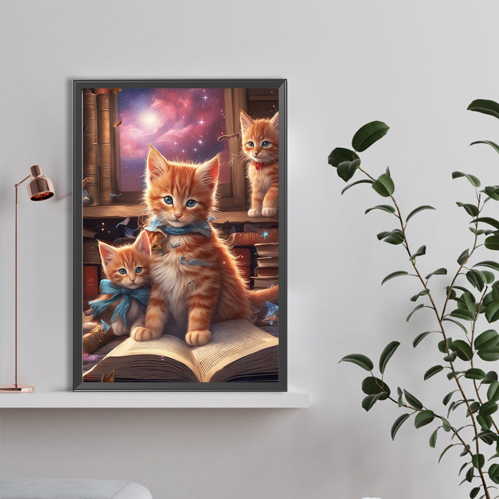 Cat Reading Book - Full Round Drill Diamond Painting 40*60CM