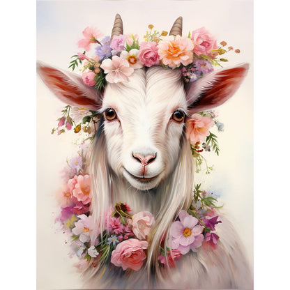Goat Wearing Garland - Full Round Drill Diamond Painting 30*40CM