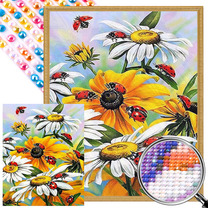 Ladybug And Flower - Full AB Drill Round Diamond Painting 40*50CM