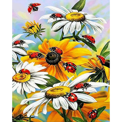 Ladybug And Flower - Full AB Drill Round Diamond Painting 40*50CM