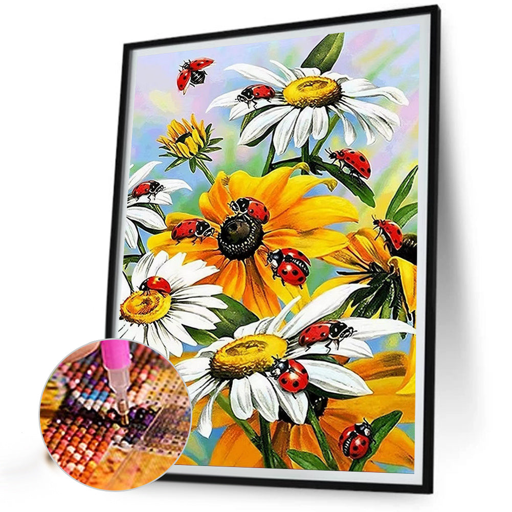 Ladybug And Flower - Full AB Drill Round Diamond Painting 40*50CM