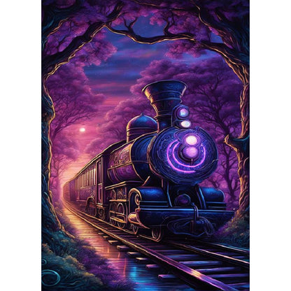 Purple Light Train - Full Square Drill Diamond Painting 30*40CM