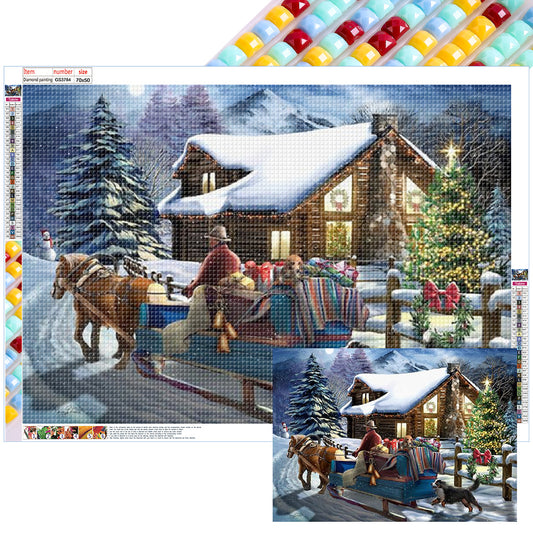 Christmas Snow Scene - Full Square Drill Diamond Painting 70*50CM