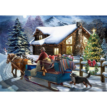 Christmas Snow Scene - Full Square Drill Diamond Painting 70*50CM