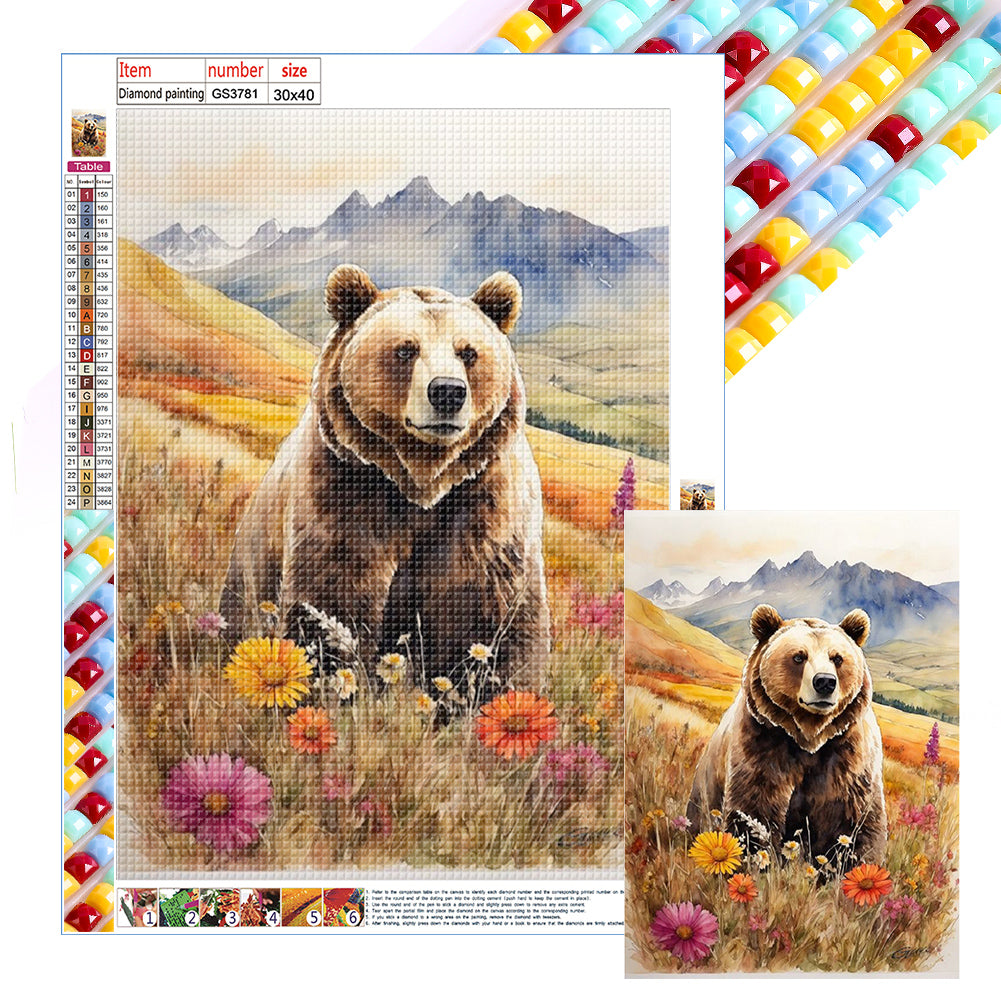 Brown Bear In The Woods - Full Square Drill Diamond Painting 30*40CM