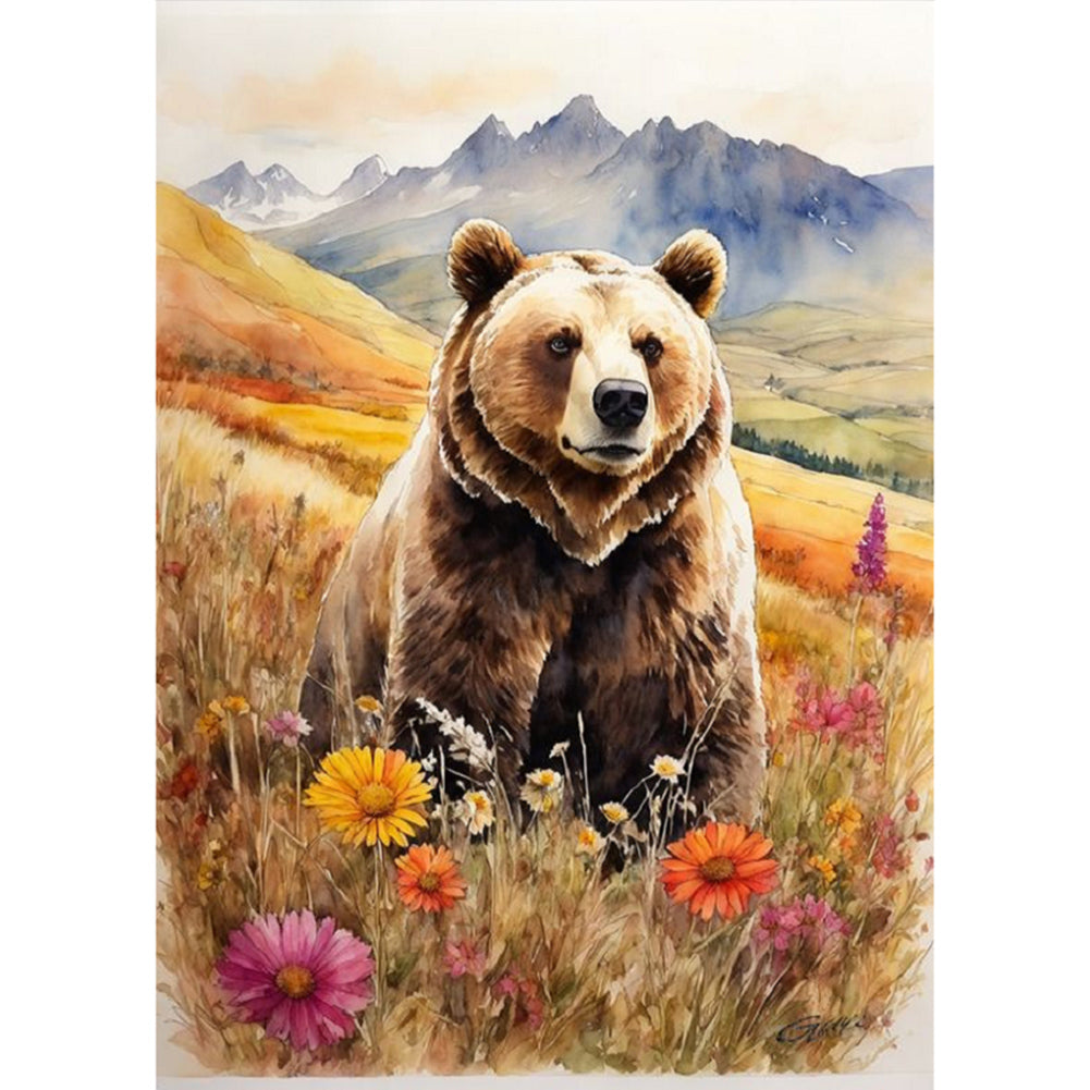 Brown Bear In The Woods - Full Square Drill Diamond Painting 30*40CM