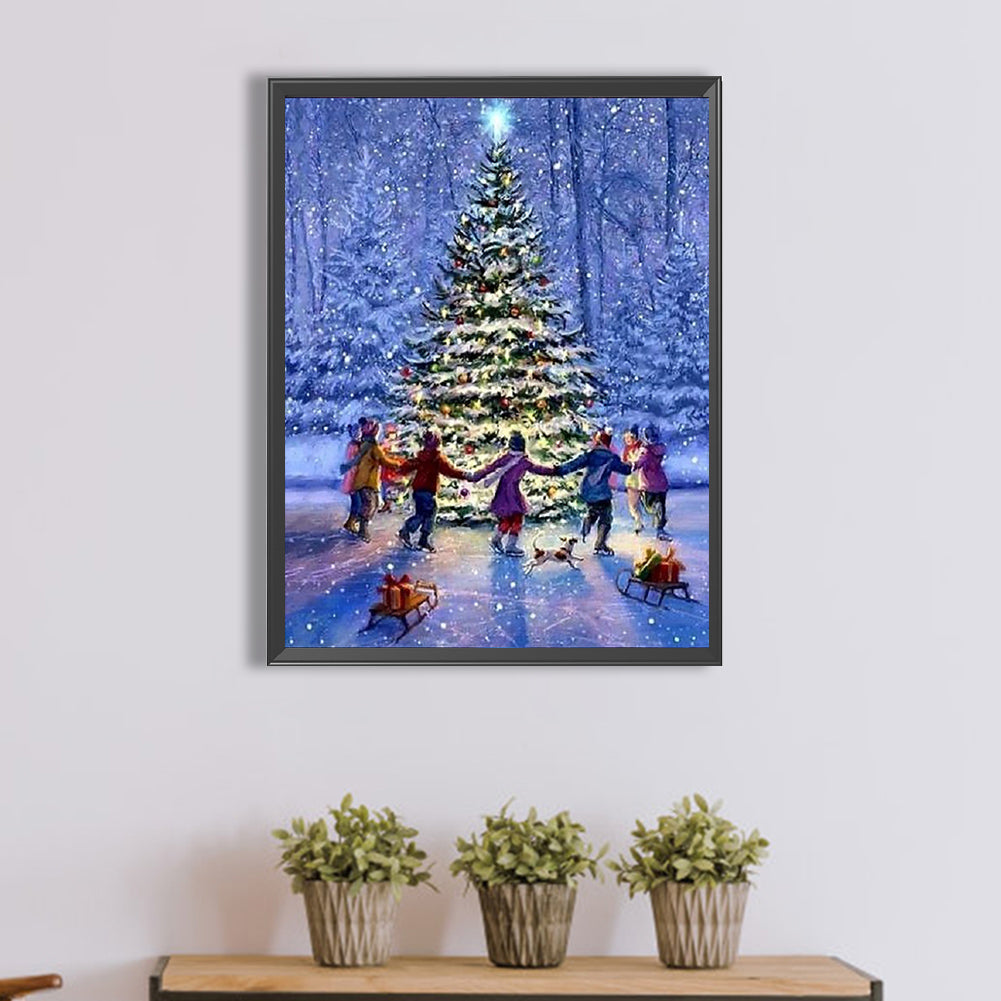 Christmas Snow Scene - Full Square Drill Diamond Painting 30*40CM