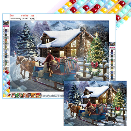 Christmas Snow Scene - Full Square Drill Diamond Painting 40*30CM