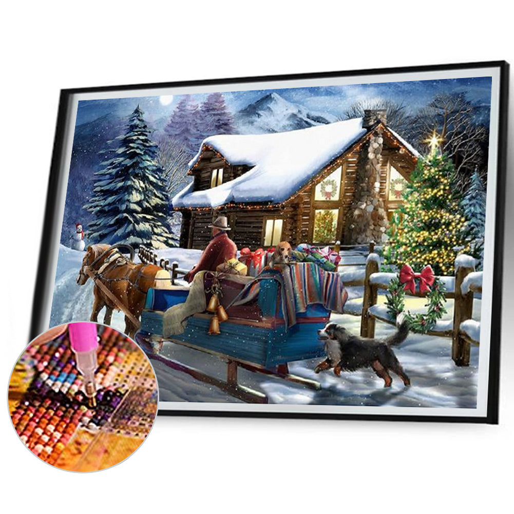 Christmas Snow Scene - Full Square Drill Diamond Painting 40*30CM