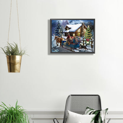 Christmas Snow Scene - Full Square Drill Diamond Painting 40*30CM