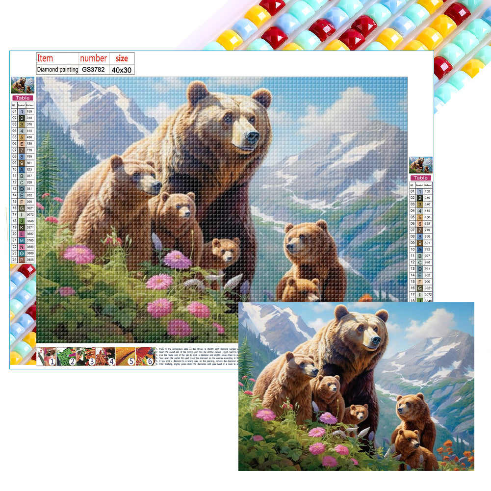 Alpine Brown Bear - Full Square Drill Diamond Painting 40*30CM