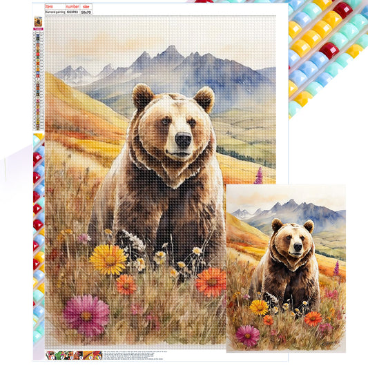 Brown Bear On The Mountain - Full Square Drill Diamond Painting 50*70CM