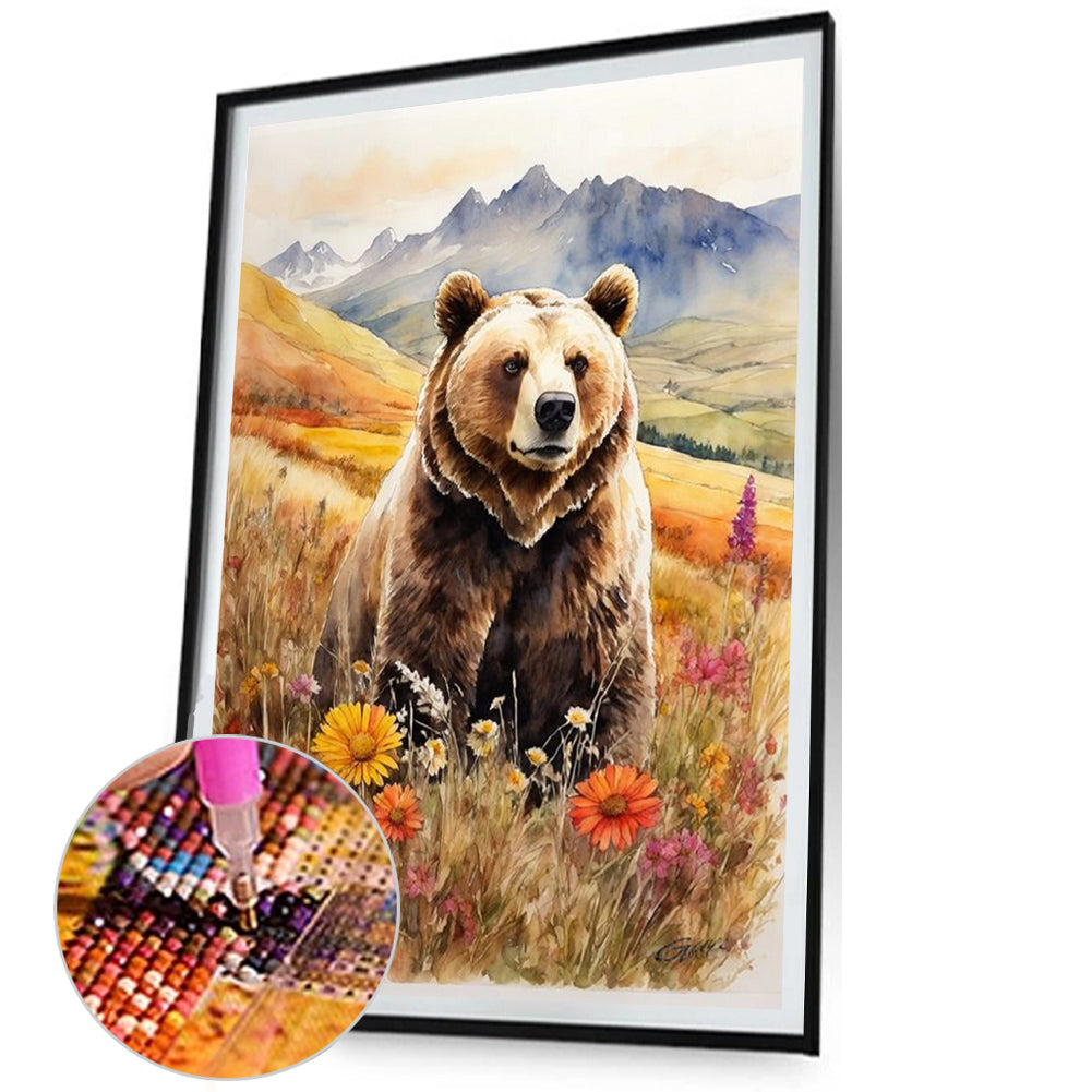 Brown Bear On The Mountain - Full Square Drill Diamond Painting 50*70CM