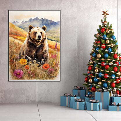 Brown Bear On The Mountain - Full Square Drill Diamond Painting 50*70CM