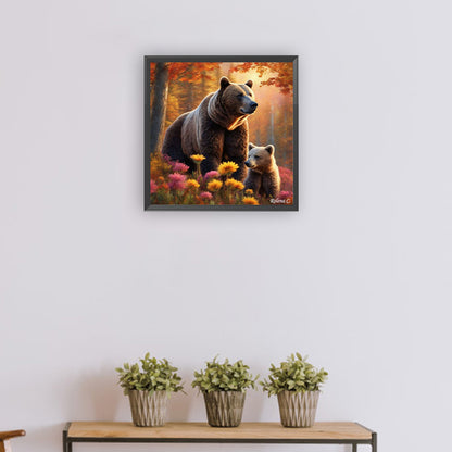 Two Brown Bears - Full Round Drill Diamond Painting 30*30CM