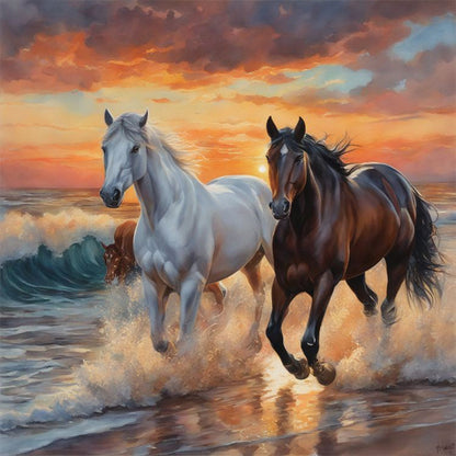 Two Horses - Full Round Drill Diamond Painting 30*30CM