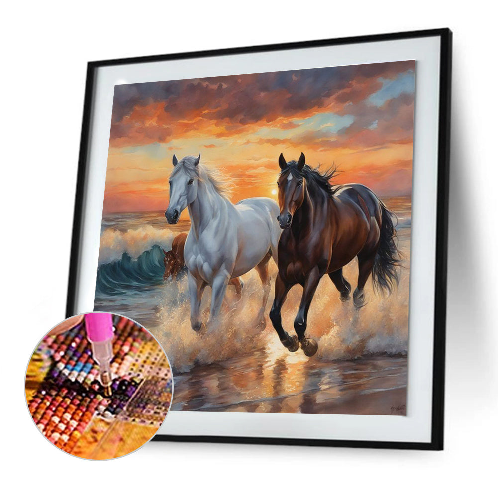 Two Horses - Full Round Drill Diamond Painting 30*30CM