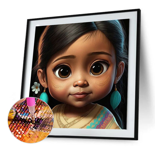 Indian Little Girl - Full Round Drill Diamond Painting 30*30CM