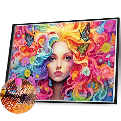 Rainbow Girl - Full AB Drill Round Diamond Painting 60*40CM