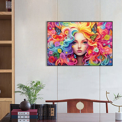 Rainbow Girl - Full AB Drill Round Diamond Painting 60*40CM