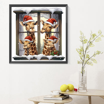 Window Animal Giraffe - Full Round Drill Diamond Painting 30*30CM
