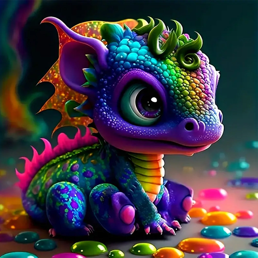 Cute Little Dragon - Full Round Drill Diamond Painting 30*30CM