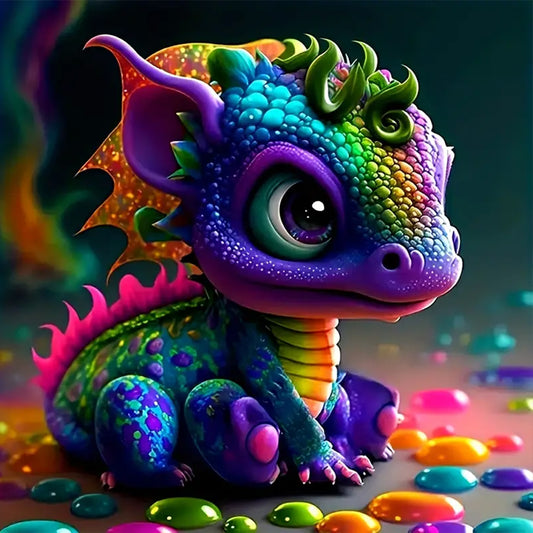 Cute Little Dragon - Full Round Drill Diamond Painting 30*30CM