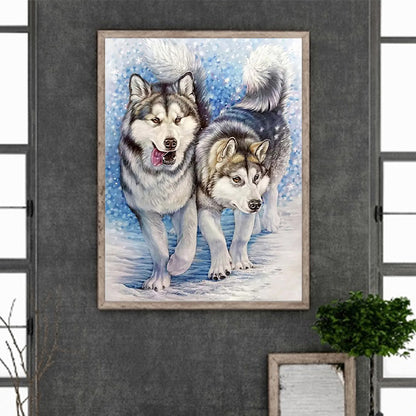 Wolf In The Snow - Full Round Drill Diamond Painting 30*40CM