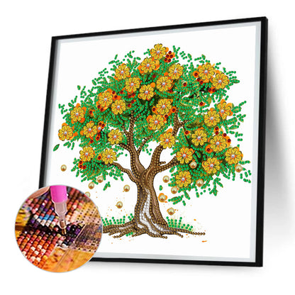 Flower Tree - Special Shaped Drill Diamond Painting 30*30CM