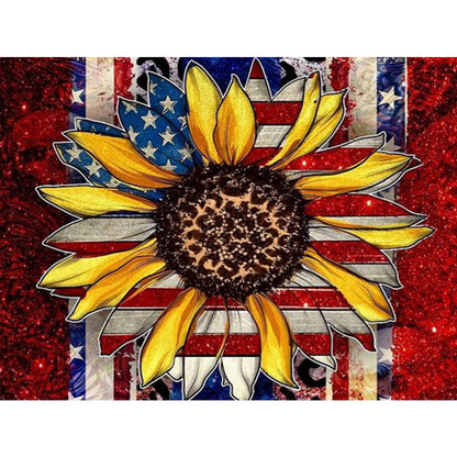 Flag Sunflower - Full Round Drill Diamond Painting 40*30CM