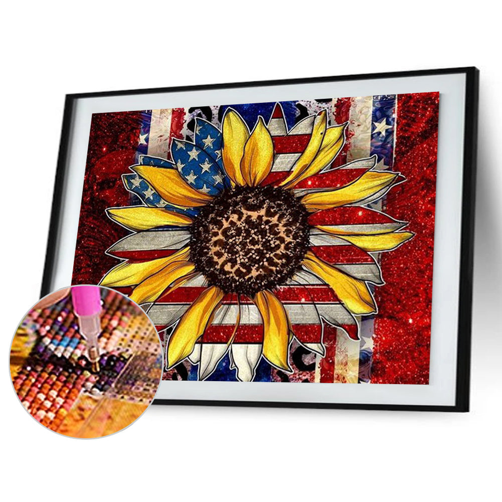 Flag Sunflower - Full Round Drill Diamond Painting 40*30CM