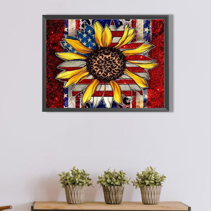 Flag Sunflower - Full Round Drill Diamond Painting 40*30CM