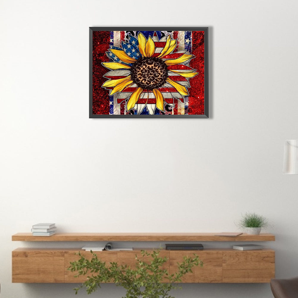 Flag Sunflower - Full Round Drill Diamond Painting 40*30CM