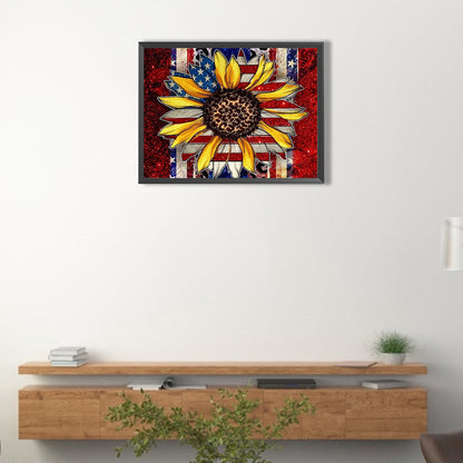 Flag Sunflower - Full Round Drill Diamond Painting 40*30CM