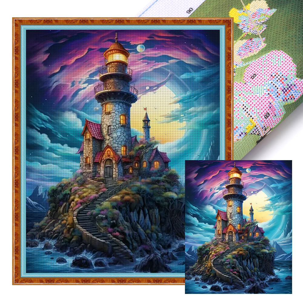 Island Lighthouse - 11CT Stamped Cross Stitch 40*50CM