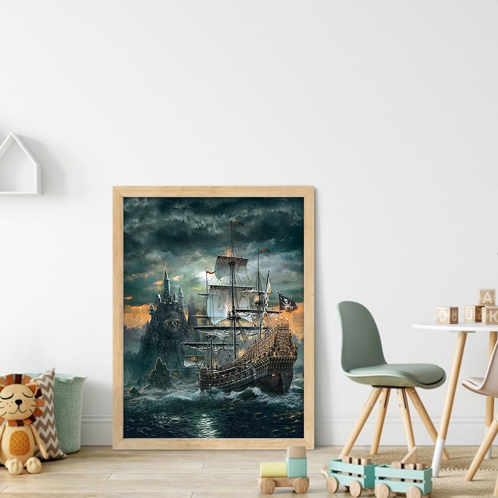 Sea Sailing Boat - 11CT Stamped Cross Stitch 40*55CM