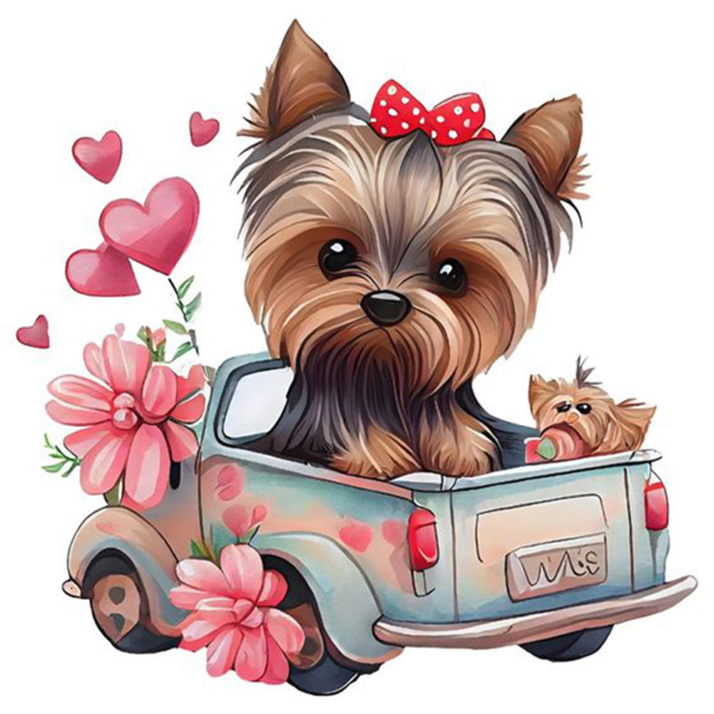 Puppy Truck - 11CT Stamped Cross Stitch 40*40CM