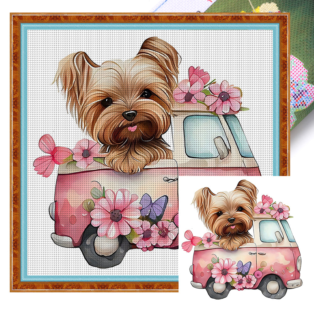 Puppy Truck - 11CT Stamped Cross Stitch 40*40CM