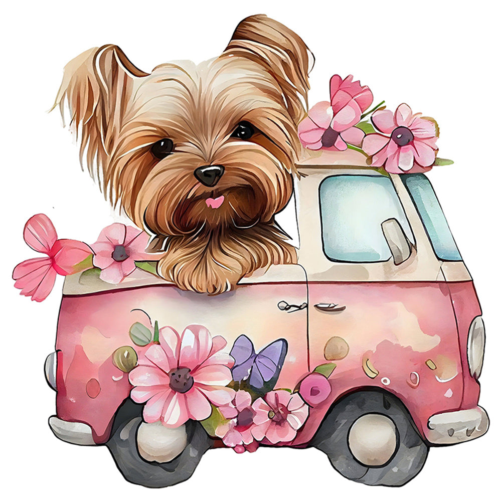 Puppy Truck - 11CT Stamped Cross Stitch 40*40CM