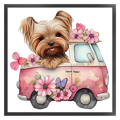 Puppy Truck - 11CT Stamped Cross Stitch 40*40CM